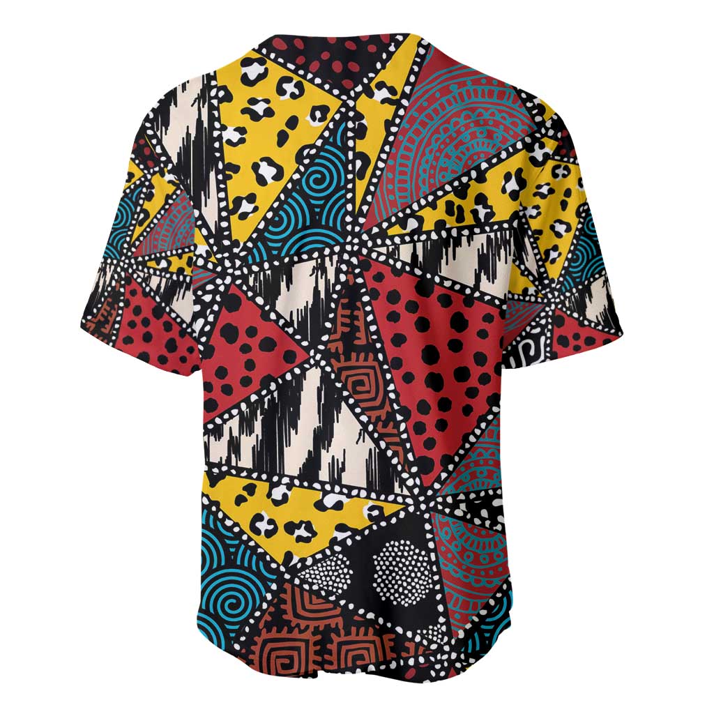 Wild Animal Skins Baseball Jersey Triangles Pattern Afro Pattern Style - Wonder Print Shop