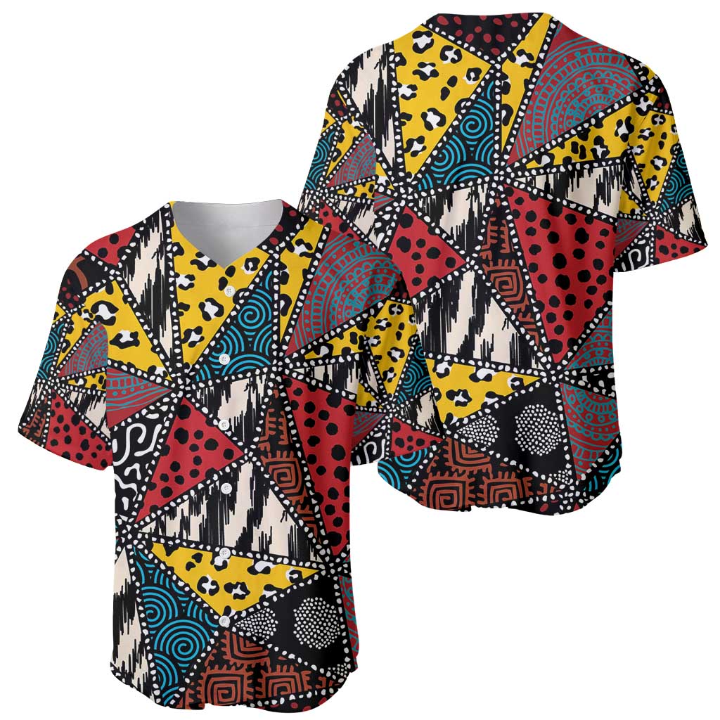 Wild Animal Skins Baseball Jersey Triangles Pattern Afro Pattern Style - Wonder Print Shop