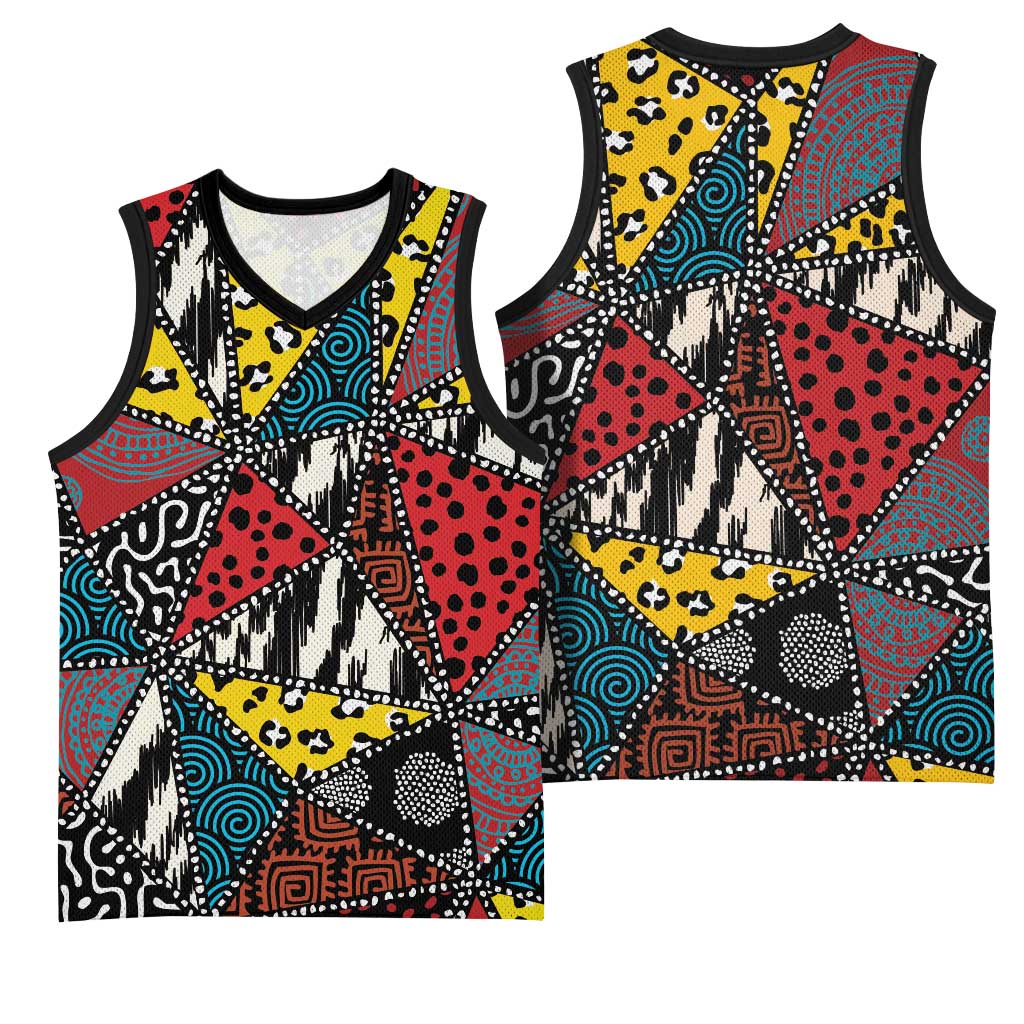 Wild Animal Skins Basketball Jersey Triangles Pattern Afro Pattern Style - Wonder Print Shop