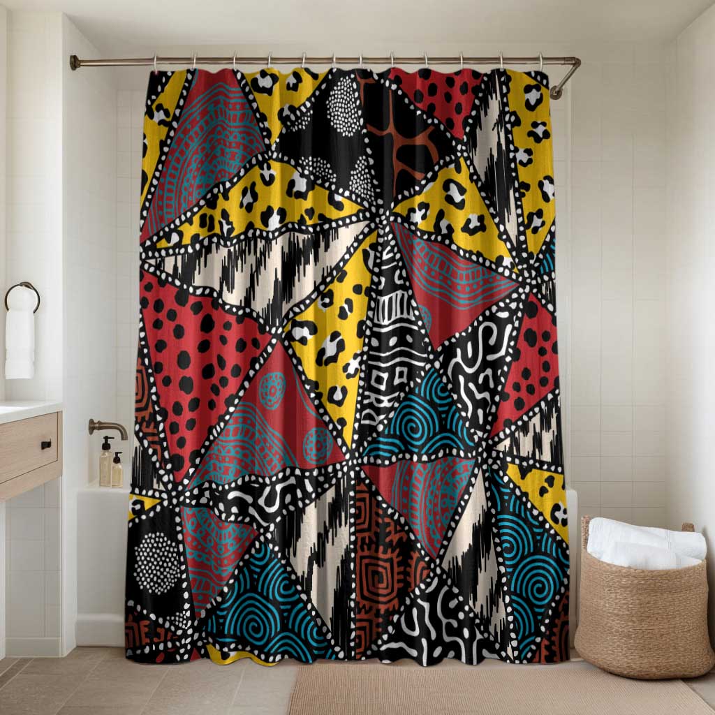 Wild Animal Skins Bathroom Set Triangles Pattern Afro Pattern Style - Wonder Print Shop