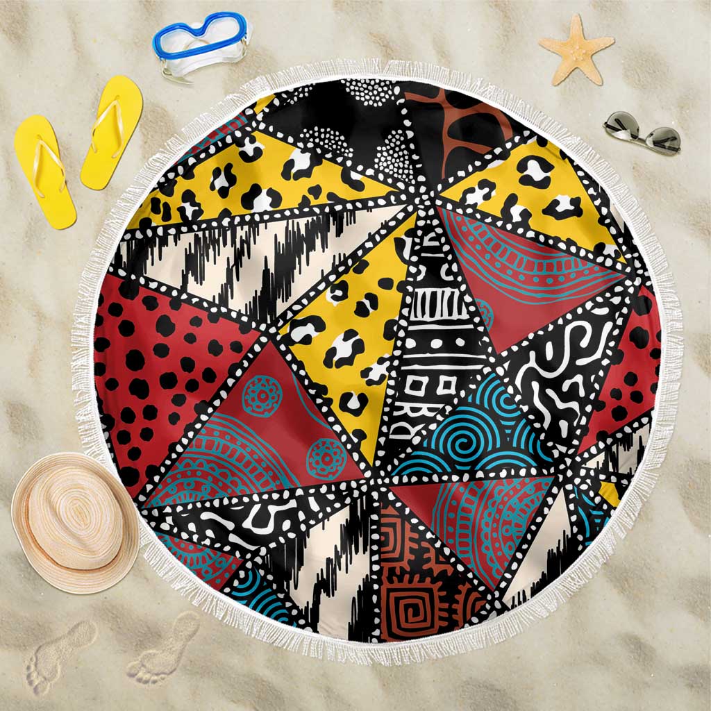 Wild Animal Skins Beach Blanket Triangles Pattern Afro Pattern Style - Wonder Print Shop