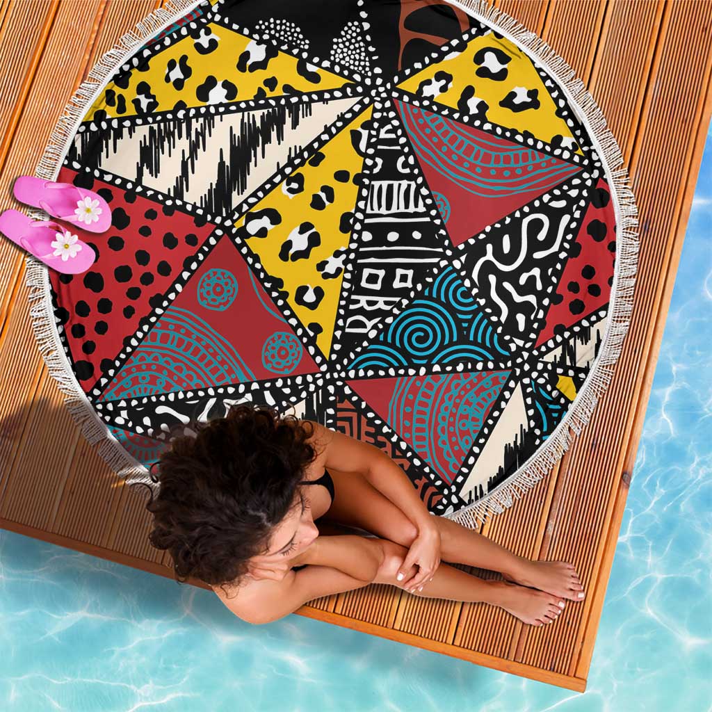Wild Animal Skins Beach Blanket Triangles Pattern Afro Pattern Style - Wonder Print Shop