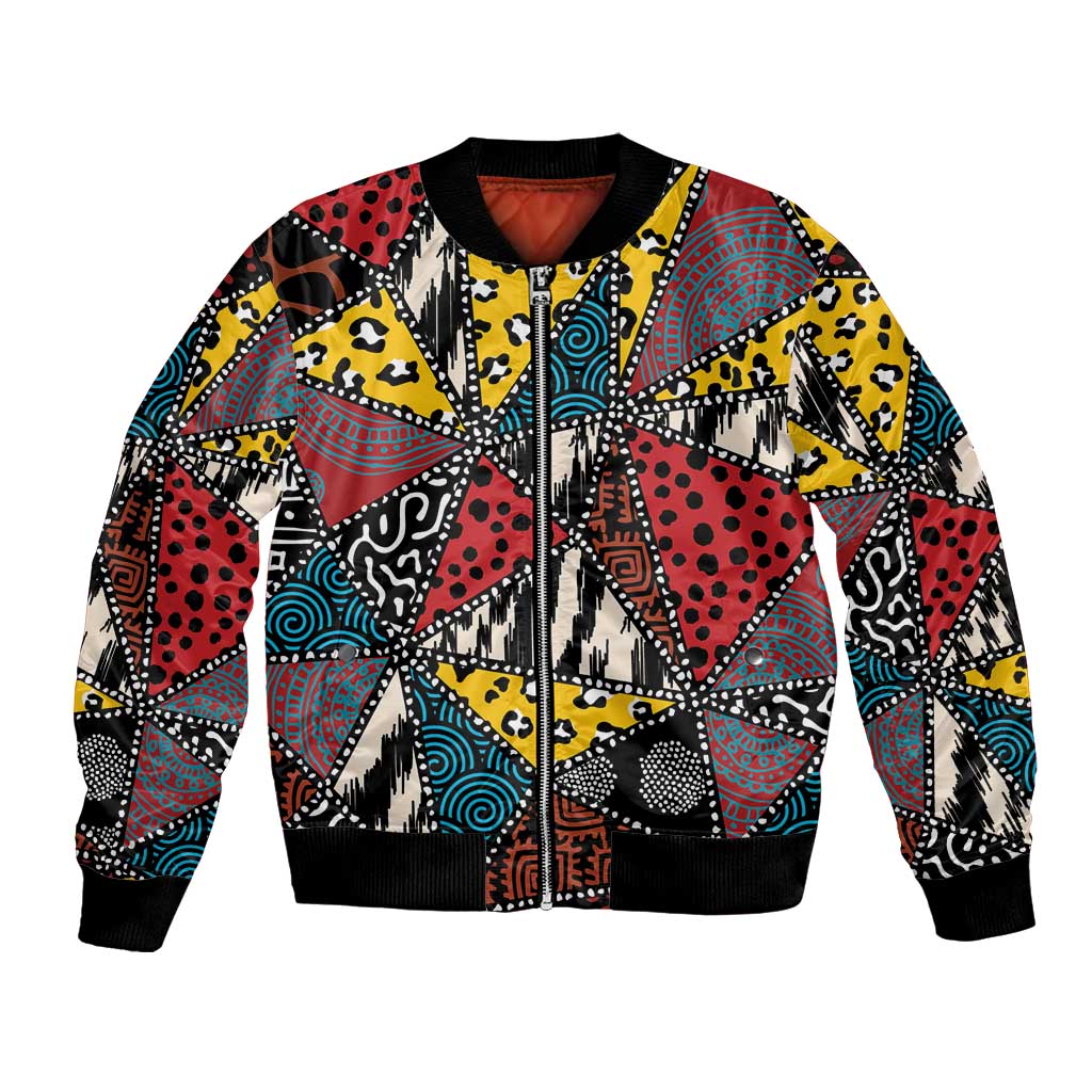 Wild Animal Skins Bomber Jacket Triangles Pattern Afro Pattern Style - Wonder Print Shop