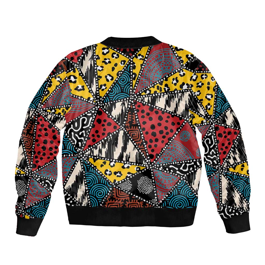 Wild Animal Skins Bomber Jacket Triangles Pattern Afro Pattern Style - Wonder Print Shop