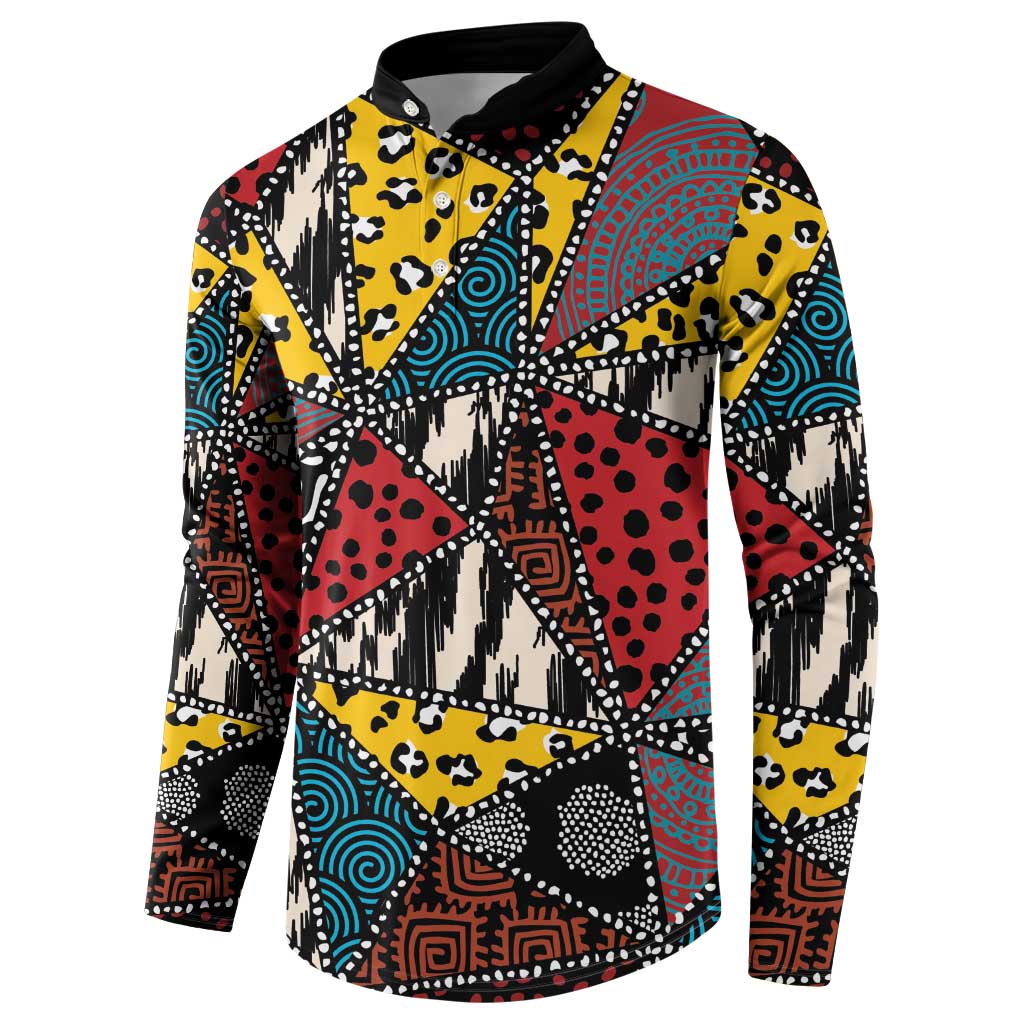 Wild Animal Skins Button Sweatshirt Triangles Pattern Afro Pattern Style - Wonder Print Shop