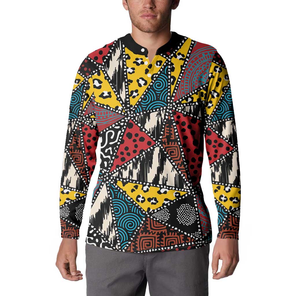 Wild Animal Skins Button Sweatshirt Triangles Pattern Afro Pattern Style - Wonder Print Shop