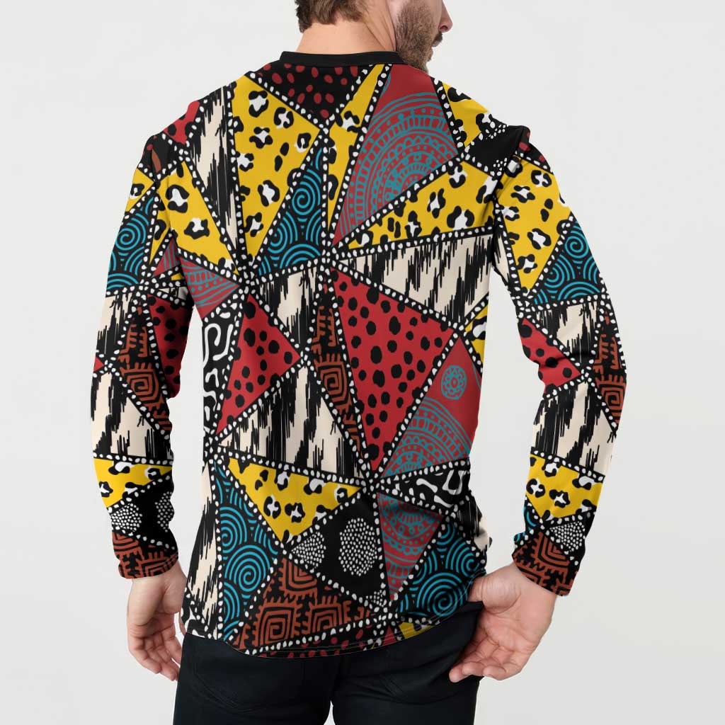 Wild Animal Skins Button Sweatshirt Triangles Pattern Afro Pattern Style - Wonder Print Shop
