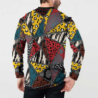 Wild Animal Skins Button Sweatshirt Triangles Pattern Afro Pattern Style - Wonder Print Shop
