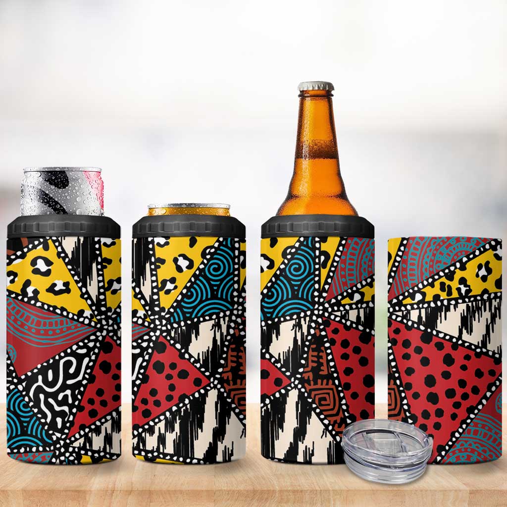 Wild Animal Skins 4 in 1 Can Cooler Tumbler Triangles Pattern Afro Pattern Style - Wonder Print Shop