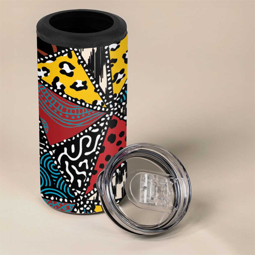 Wild Animal Skins 4 in 1 Can Cooler Tumbler Triangles Pattern Afro Pattern Style - Wonder Print Shop