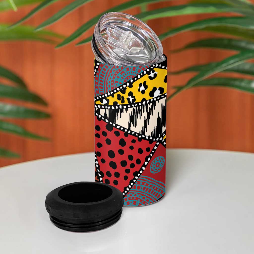 Wild Animal Skins 4 in 1 Can Cooler Tumbler Triangles Pattern Afro Pattern Style - Wonder Print Shop