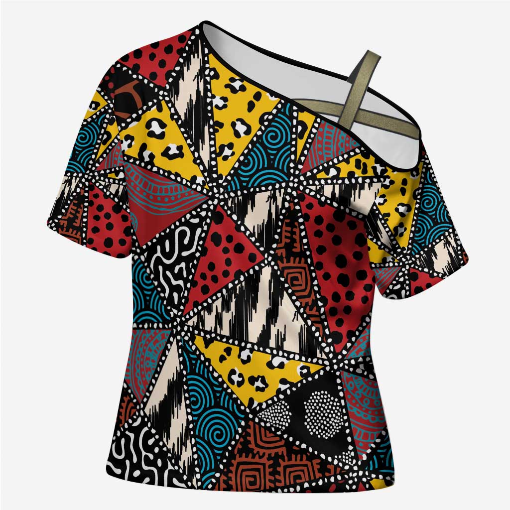 Wild Animal Skins Cross Shoulder Shirt Triangles Pattern Afro Pattern Style - Wonder Print Shop