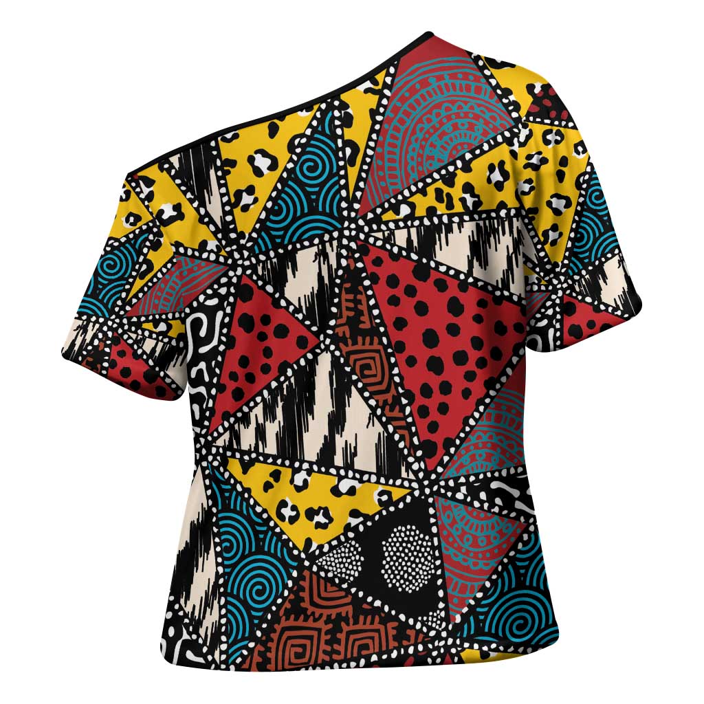 Wild Animal Skins Cross Shoulder Shirt Triangles Pattern Afro Pattern Style - Wonder Print Shop