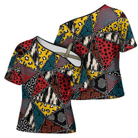 Wild Animal Skins Cross Shoulder Shirt Triangles Pattern Afro Pattern Style - Wonder Print Shop