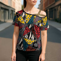 Wild Animal Skins Cross Shoulder Shirt Triangles Pattern Afro Pattern Style - Wonder Print Shop