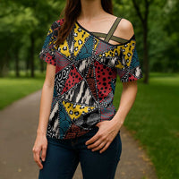 Wild Animal Skins Cross Shoulder Shirt Triangles Pattern Afro Pattern Style - Wonder Print Shop
