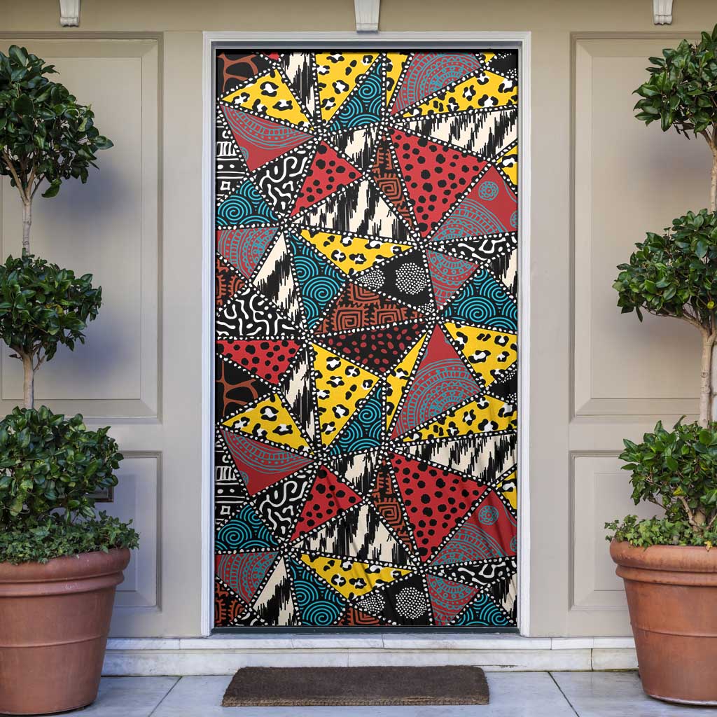 Wild Animal Skins Door Cover Triangles Pattern Afro Pattern Style - Wonder Print Shop