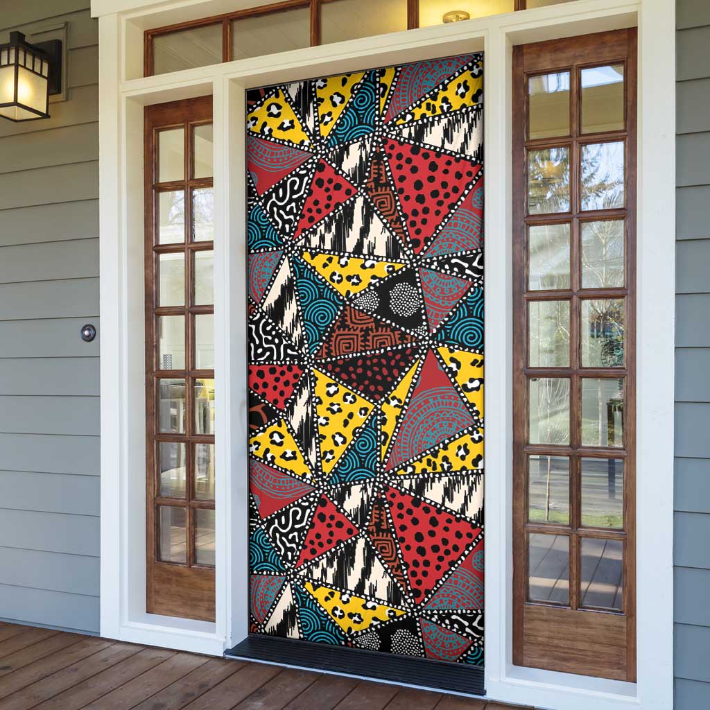 Wild Animal Skins Door Cover Triangles Pattern Afro Pattern Style - Wonder Print Shop