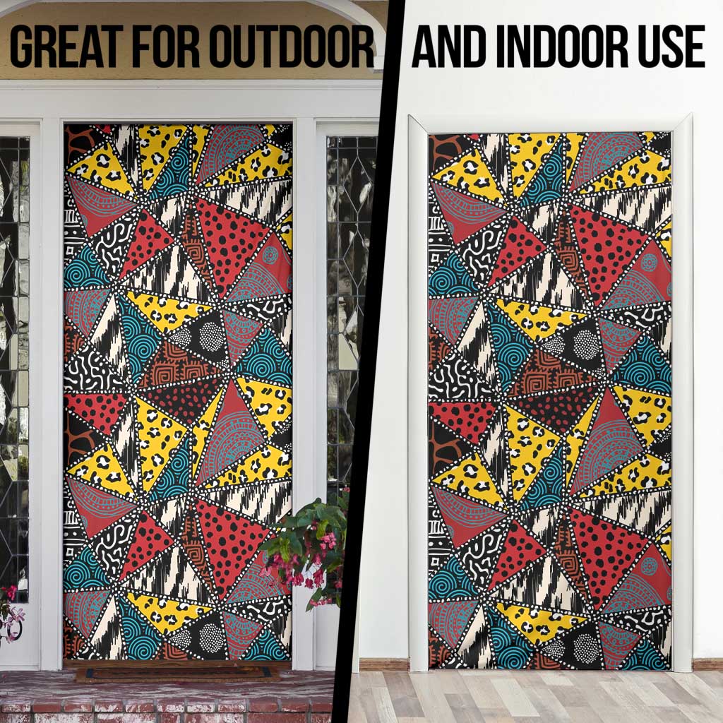 Wild Animal Skins Door Cover Triangles Pattern Afro Pattern Style - Wonder Print Shop