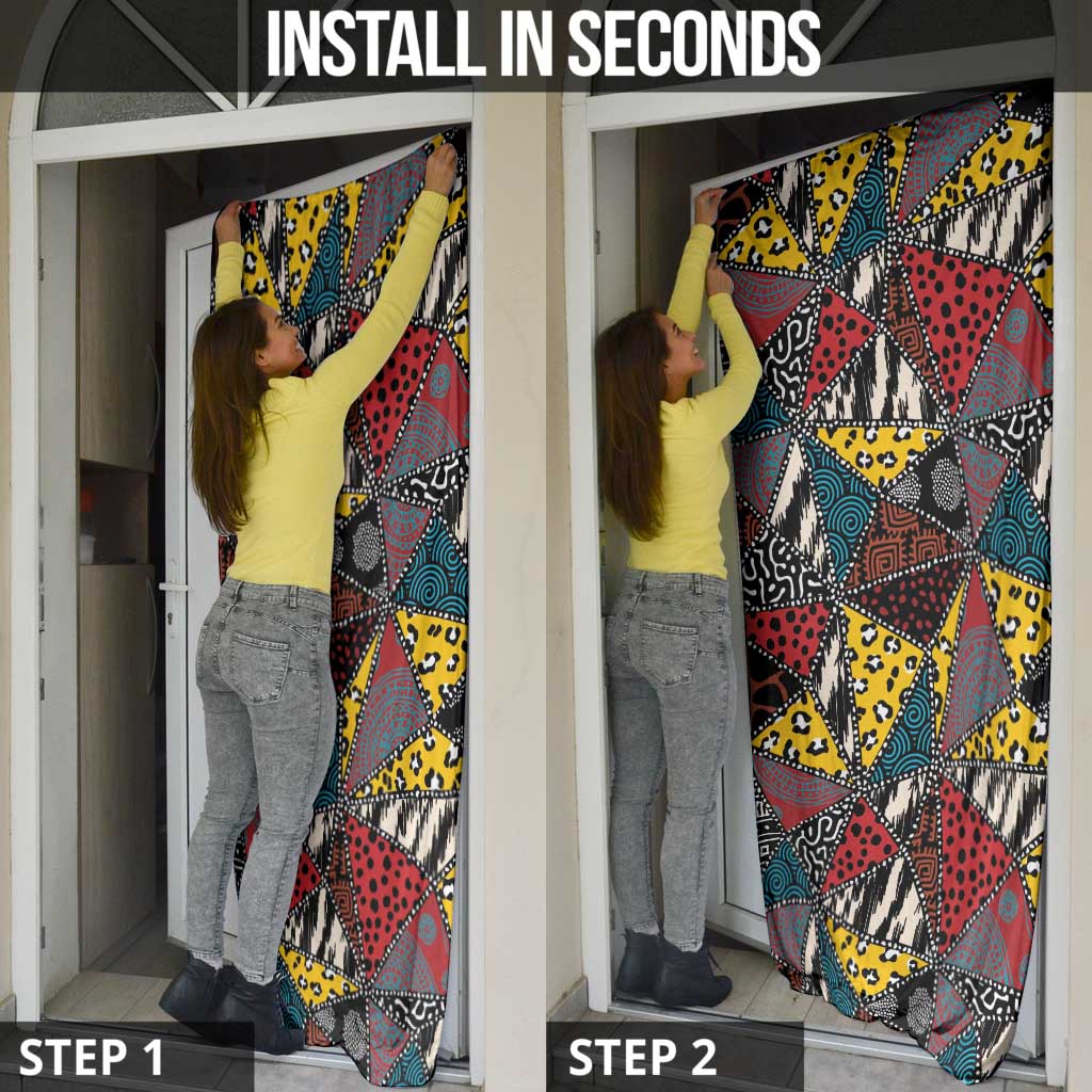 Wild Animal Skins Door Cover Triangles Pattern Afro Pattern Style - Wonder Print Shop