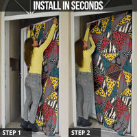 Wild Animal Skins Door Cover Triangles Pattern Afro Pattern Style - Wonder Print Shop