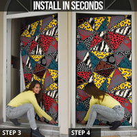 Wild Animal Skins Door Cover Triangles Pattern Afro Pattern Style - Wonder Print Shop
