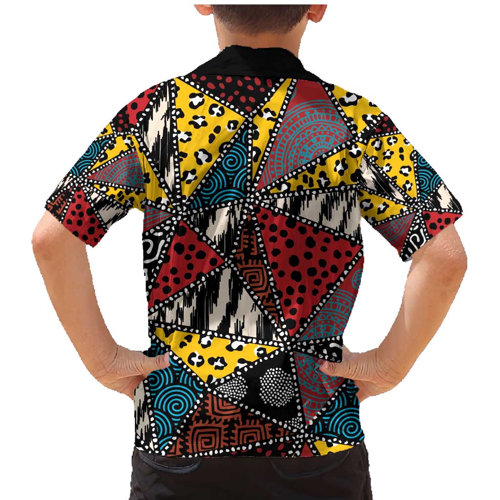 Wild Animal Skins Family Matching Mermaid Dress and Hawaiian Shirt Triangles Pattern Afro Pattern Style - Wonder Print Shop