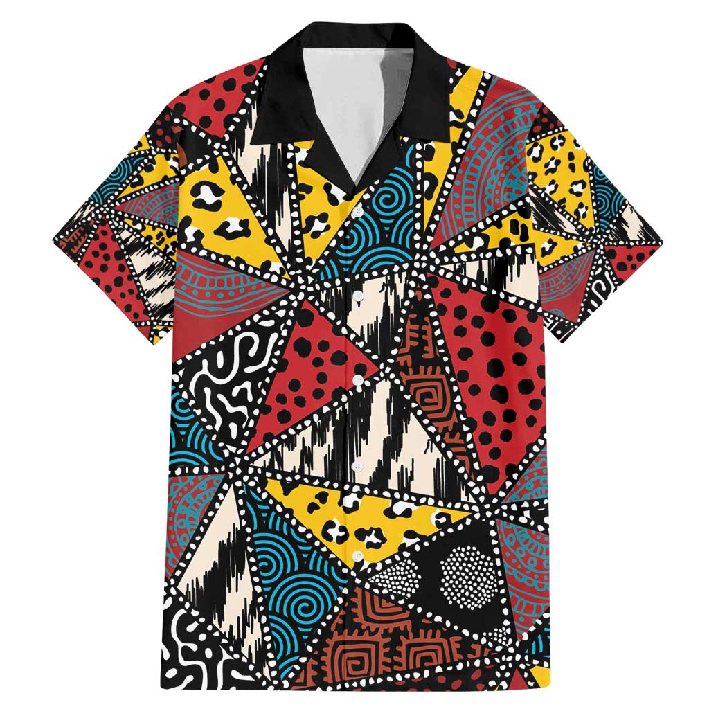 Wild Animal Skins Family Matching Mermaid Dress and Hawaiian Shirt Triangles Pattern Afro Pattern Style - Wonder Print Shop