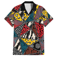 Wild Animal Skins Family Matching Off The Shoulder Long Sleeve Dress and Hawaiian Shirt Triangles Pattern Afro Pattern Style - Wonder Print Shop
