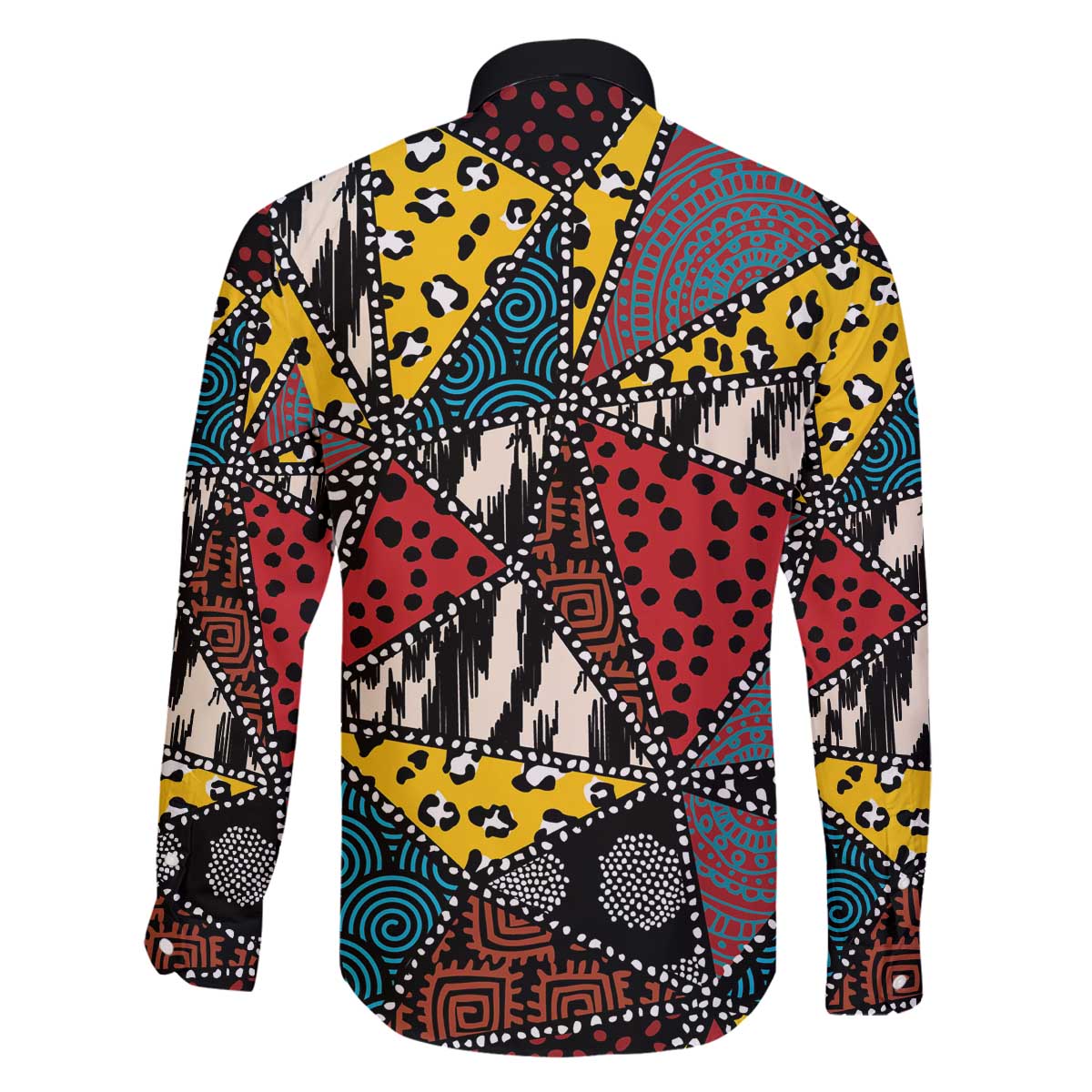 Wild Animal Skins Family Matching Off The Shoulder Long Sleeve Dress and Hawaiian Shirt Triangles Pattern Afro Pattern Style - Wonder Print Shop