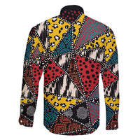 Wild Animal Skins Family Matching Off The Shoulder Long Sleeve Dress and Hawaiian Shirt Triangles Pattern Afro Pattern Style - Wonder Print Shop