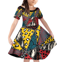 Wild Animal Skins Family Matching Off Shoulder Short Dress and Hawaiian Shirt Triangles Pattern Afro Pattern Style - Wonder Print Shop