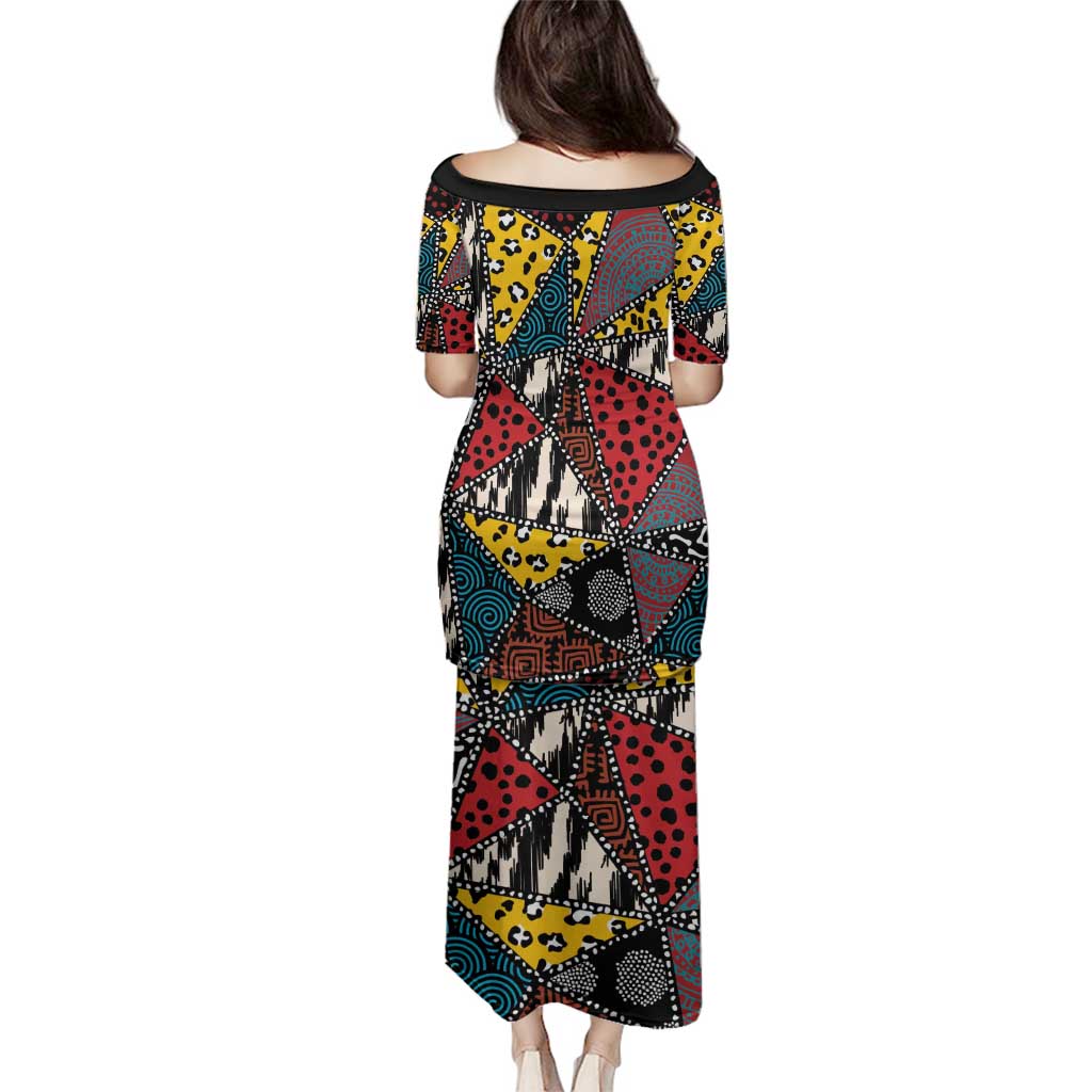 Wild Animal Skins Family Matching Puletasi and Hawaiian Shirt Triangles Pattern Afro Pattern Style - Wonder Print Shop