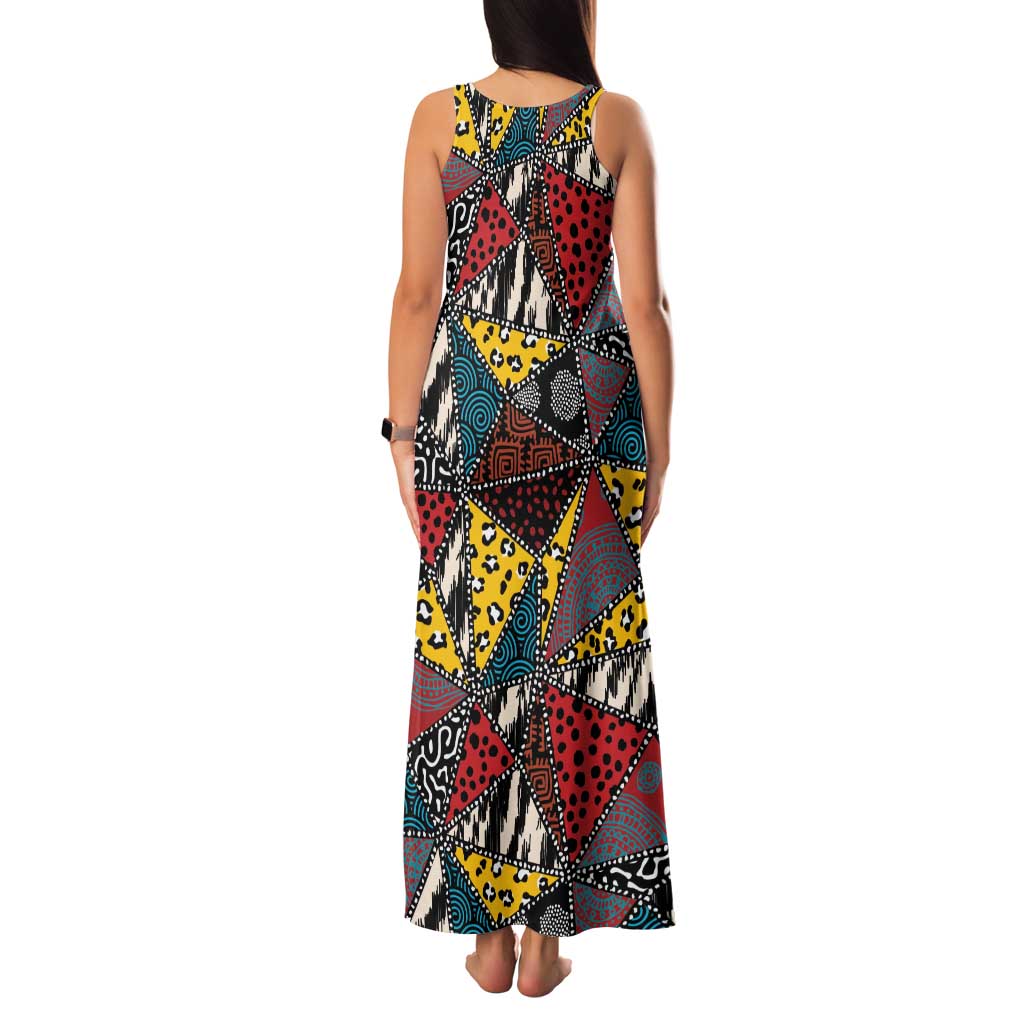 Wild Animal Skins Family Matching Tank Maxi Dress and Hawaiian Shirt Triangles Pattern Afro Pattern Style - Wonder Print Shop