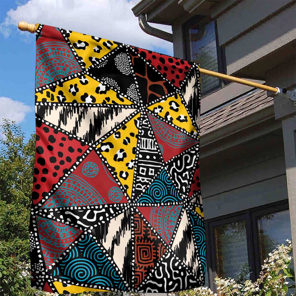 Wild Animal Skins Garden Flag Triangles Pattern Afro Pattern Style - Wonder Print Shop