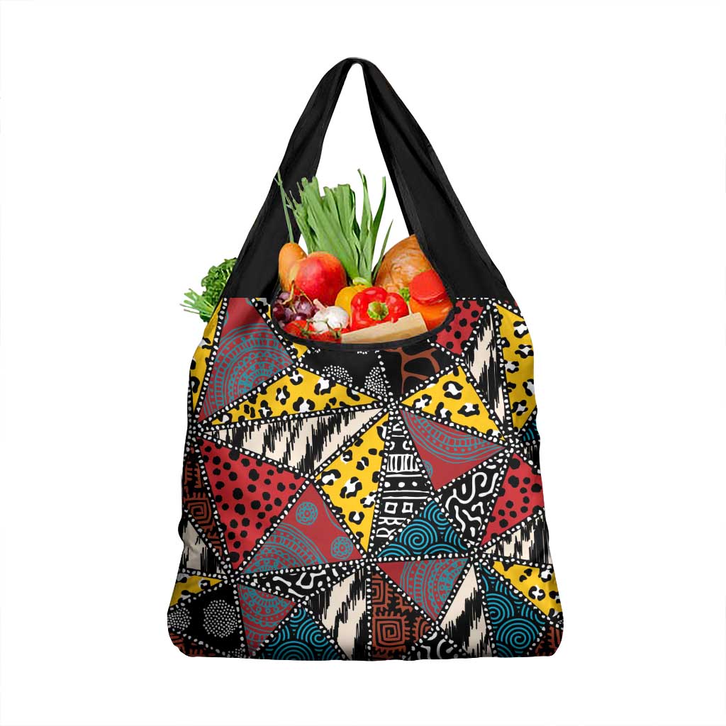 Wild Animal Skins Grocery Bag Triangles Pattern Afro Pattern Style - Wonder Print Shop