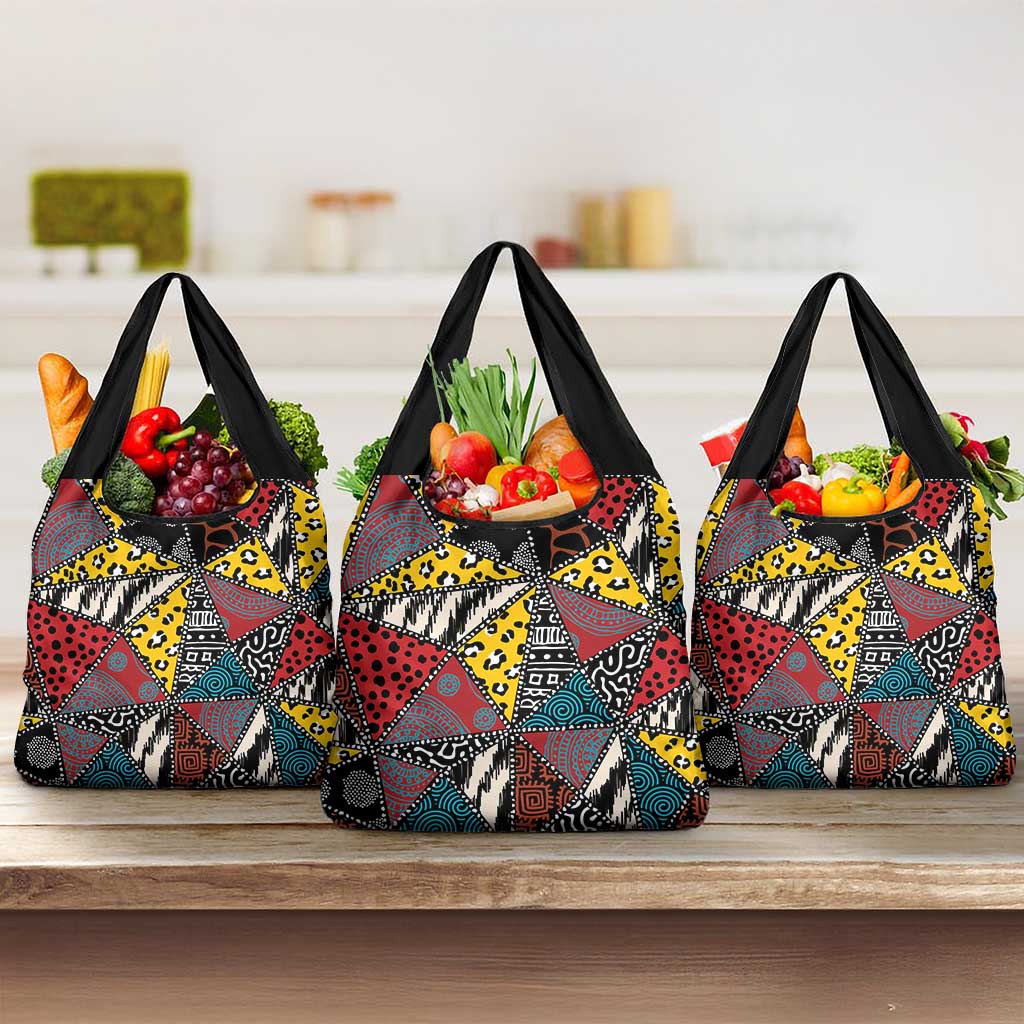 Wild Animal Skins Grocery Bag Triangles Pattern Afro Pattern Style - Wonder Print Shop