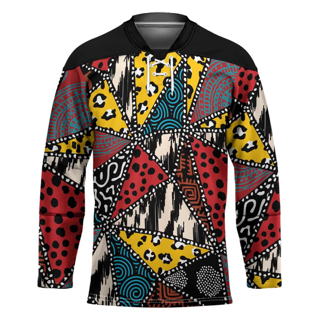 Wild Animal Skins Hockey Jersey Triangles Pattern Afro Pattern Style - Wonder Print Shop