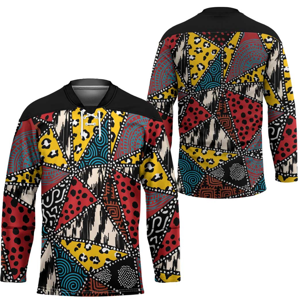 Wild Animal Skins Hockey Jersey Triangles Pattern Afro Pattern Style - Wonder Print Shop