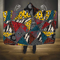 Wild Animal Skins Hooded Blanket Triangles Pattern Afro Pattern Style - Wonder Print Shop