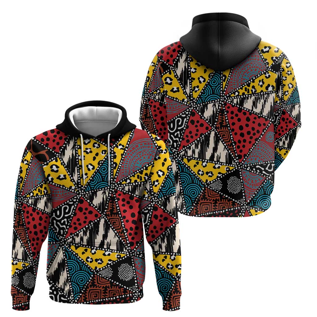 Wild Animal Skins Hoodie Triangles Pattern Afro Pattern Style - Wonder Print Shop