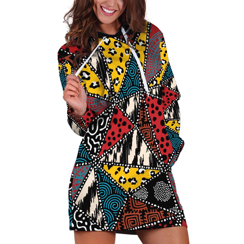 Wild Animal Skins Hoodie Dress Triangles Pattern Afro Pattern Style - Wonder Print Shop