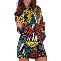 Wild Animal Skins Hoodie Dress Triangles Pattern Afro Pattern Style - Wonder Print Shop