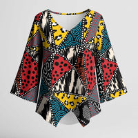 Wild Animal Skins Kimono Sleeve Blouse Triangles Pattern Afro Pattern Style - Wonder Print Shop