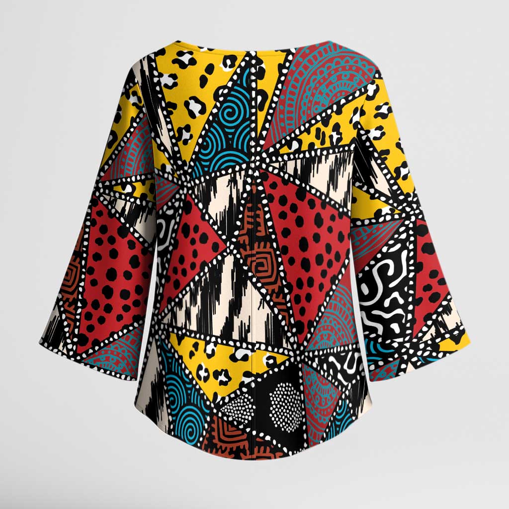 Wild Animal Skins Kimono Sleeve Blouse Triangles Pattern Afro Pattern Style - Wonder Print Shop