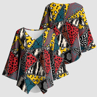 Wild Animal Skins Kimono Sleeve Blouse Triangles Pattern Afro Pattern Style - Wonder Print Shop
