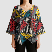 Wild Animal Skins Kimono Sleeve Blouse Triangles Pattern Afro Pattern Style - Wonder Print Shop