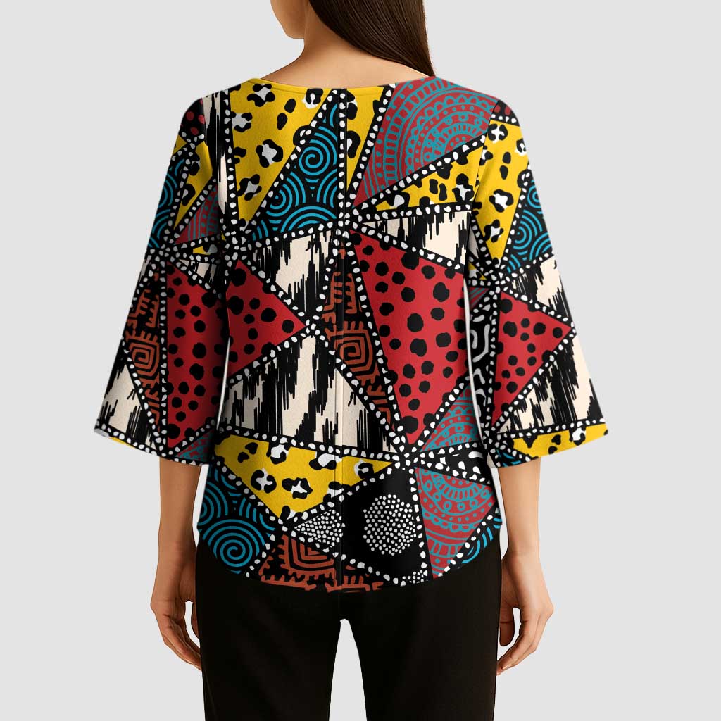 Wild Animal Skins Kimono Sleeve Blouse Triangles Pattern Afro Pattern Style - Wonder Print Shop