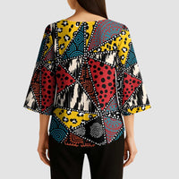 Wild Animal Skins Kimono Sleeve Blouse Triangles Pattern Afro Pattern Style - Wonder Print Shop