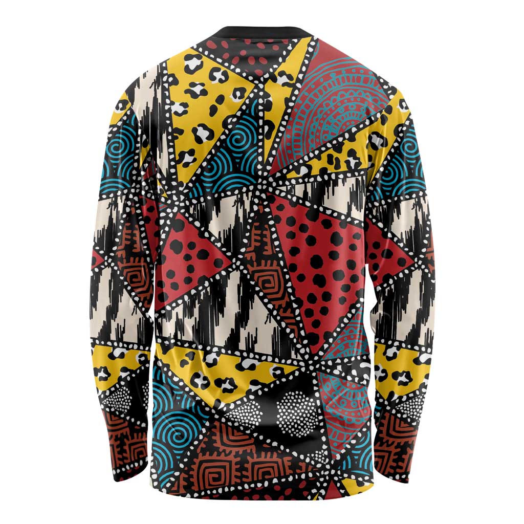 Wild Animal Skins Long Sleeve Shirt Triangles Pattern Afro Pattern Style - Wonder Print Shop